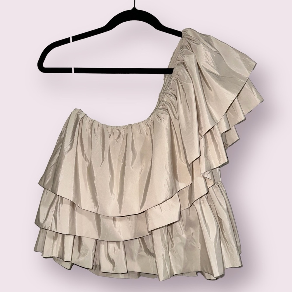 Endless Rose Women’s Ruffle Side Zip One Shoulder Blouse Size M